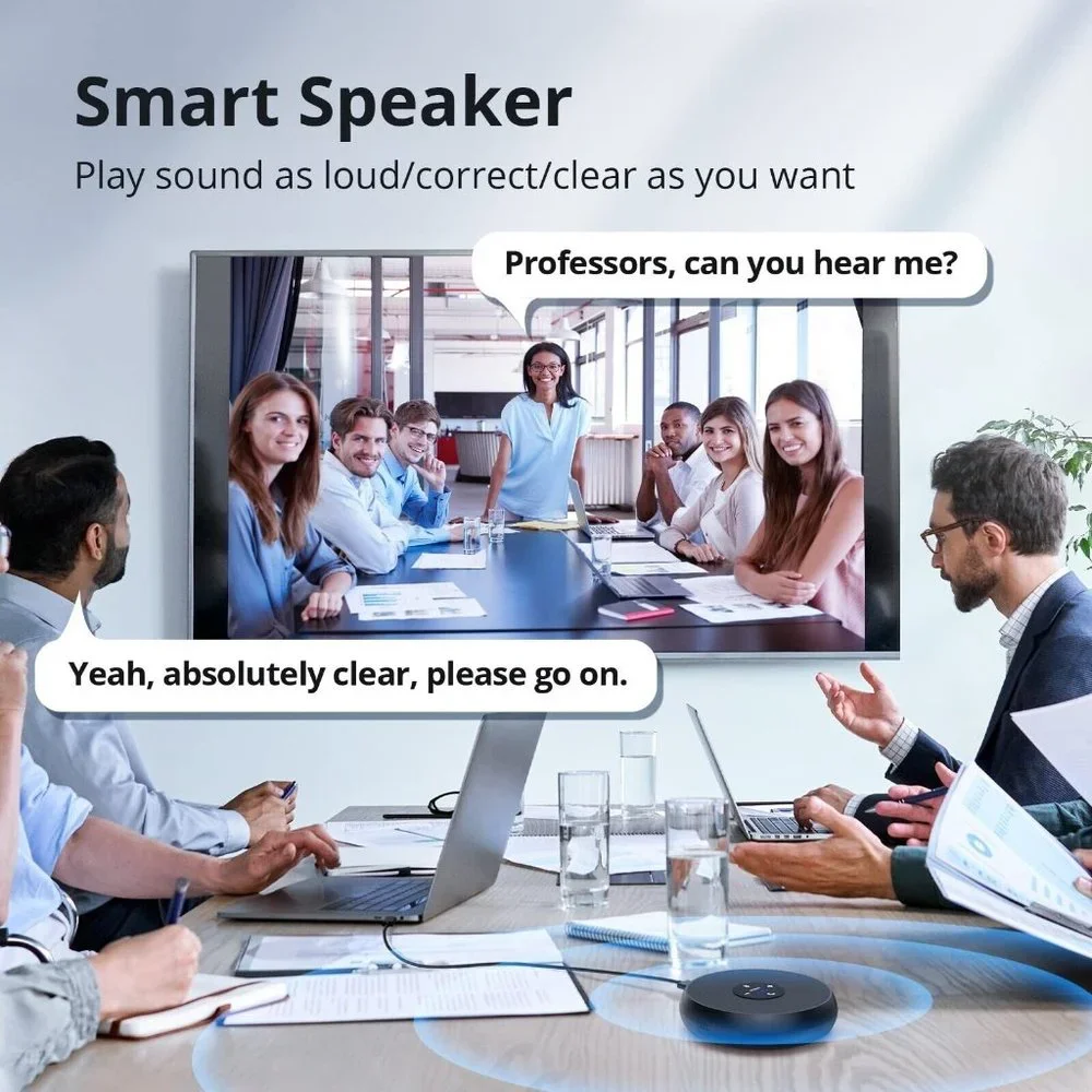EMEET USB Speakerphone, M1A Zoom Certified AI Mics 360°Voice Pickup USB NOB